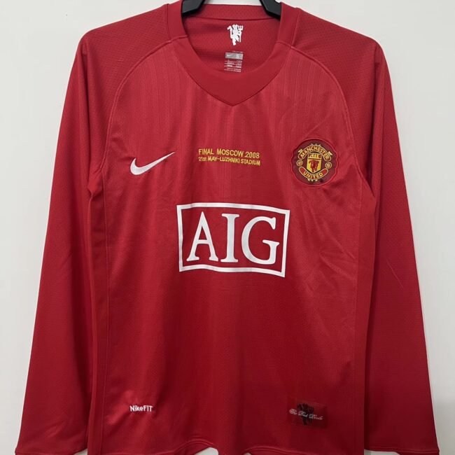 Manchester United Home Long Sleeves Retro Jersey 2007/08-Champions League Final