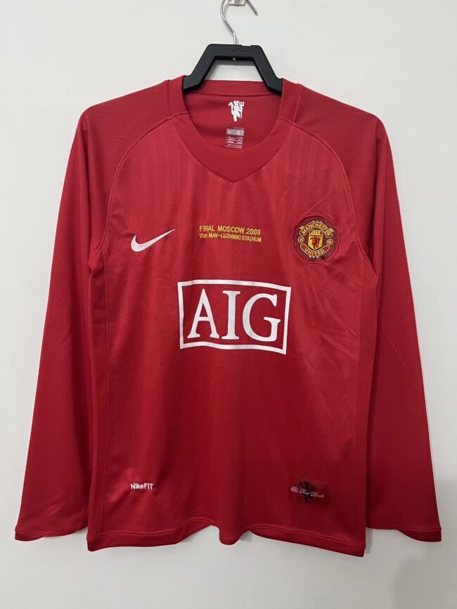 Manchester United Home Long Sleeves Retro Jersey 2007/08-Champions League Final