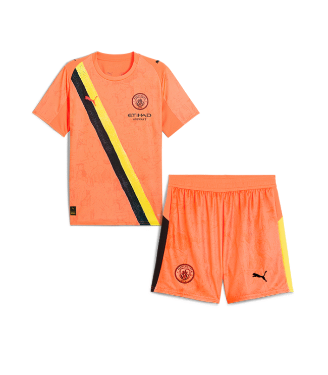 Kids' Manchester City Goalkeeper Shirt+Shorts 25/26 Orange